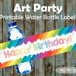 Printable Art Party Water Bottle Labels, Art and Paint Printable Water Labels, Art and Craft Birthday Party Decorations, Art Party Supplies
