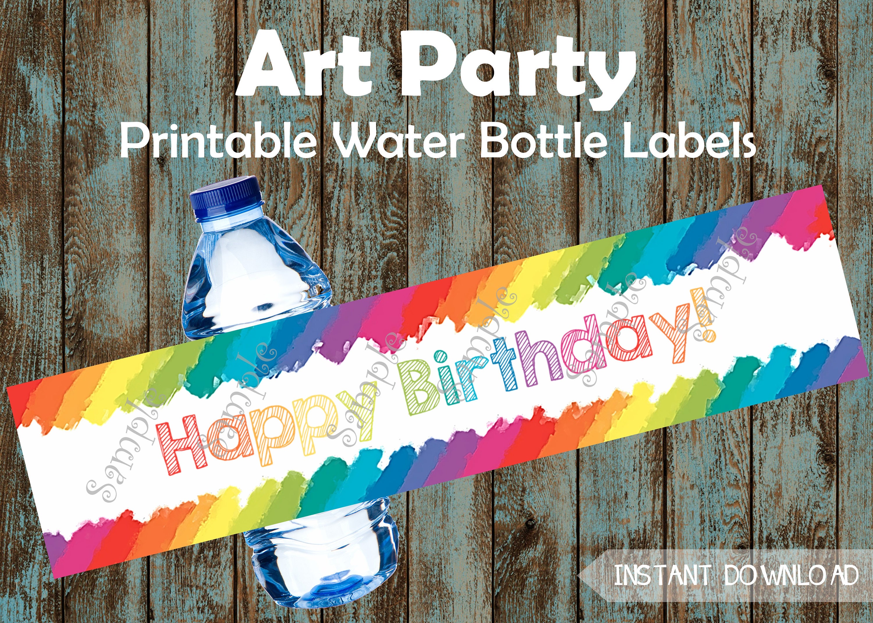 Printable Art Party Water Bottle Labels, Art and Paint Printable Water Labels, Art and Craft Birthday Party Decorations, Art Party Supplies