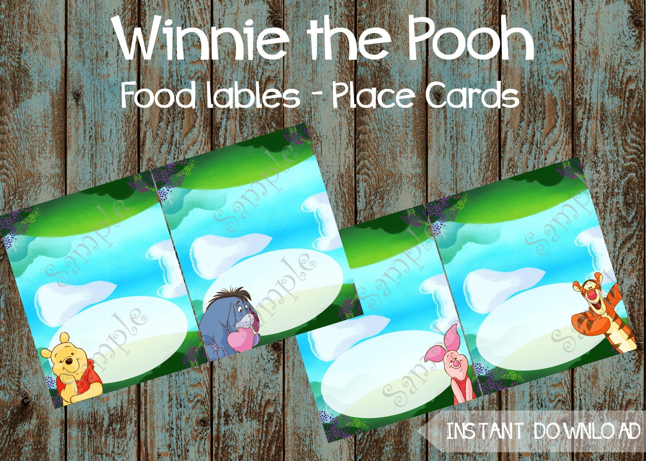 Printable winnie the pooh food tags winnie the pooh editable - etsy hong  kong