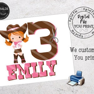 Cowgirl Printable Cake Topper Cowgirl Centerpiece Cowgirl | Etsy