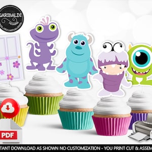 Monsters Cupcake Toppers Baby Monsters Cutouts Monsters Birthday Party Table Decor Monsters Baby Shower Party Supplies Digital Download DMI