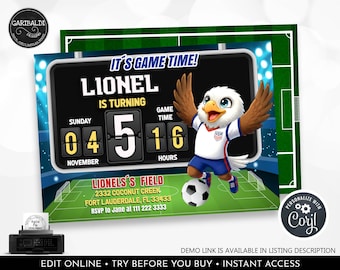 Soccer Invitation Editable Soccer Birthday Party Invite Football Soccer Kids Futbol Soccer World Cup USA Digital Download Printable FBS