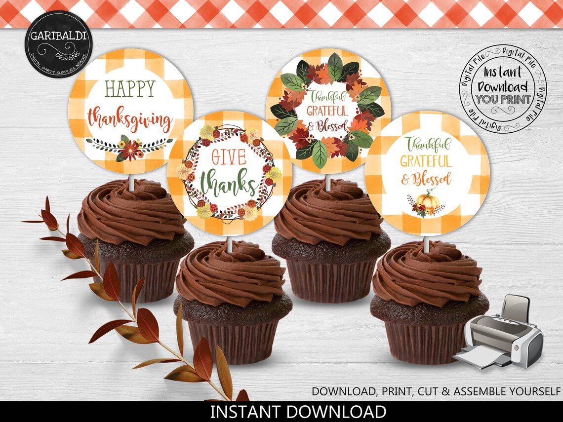 Printable Thanksgiving Cupcake Toppers Thanksgiving Party - Etsy