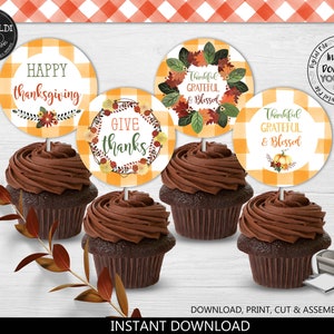 Printable Thanksgiving Cupcake Toppers Thanksgiving Party - Etsy