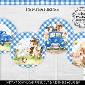 Printable Blue Truck Centerpieces Instant download Blue Truck Centerpieces Blue Truck Party Decorations Blue Truck Baby Party Supplies LBT