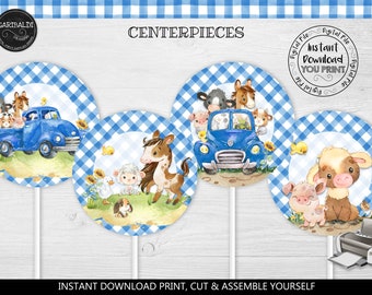 Printable Blue Truck Centerpieces Instant download Blue Truck Centerpieces Blue Truck Party Decorations Blue Truck Baby Party Supplies LBT