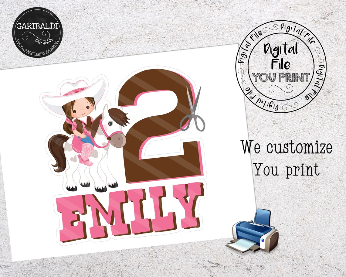 Cowgirl Printable Cake Topper Cowgirl Centerpiece Cowgirl | Etsy