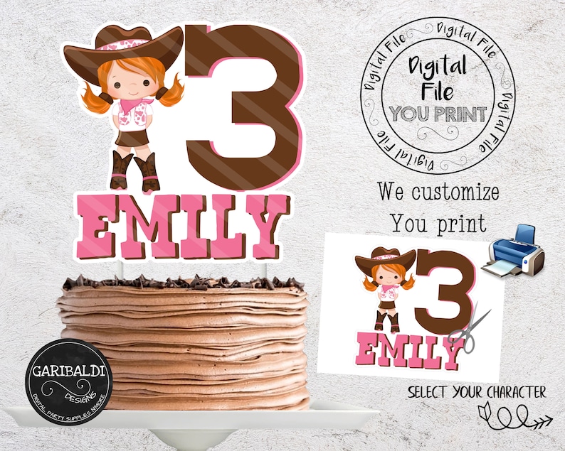Cowgirl Printable Cake Topper Cowgirl Centerpiece Cowgirl | Etsy