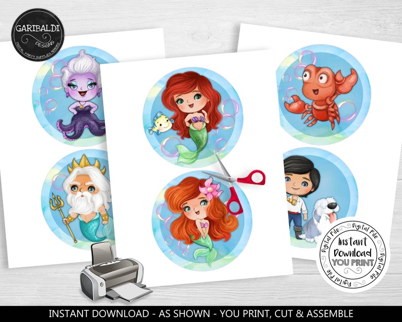Little Mermaid Centerpieces Printable Under the Sea Cake - Etsy