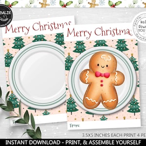 Druckbare Weihnachtsplätzchen Karte Santa Cookie Tag Sofortiger Download Lebkuchen Cookie Kartenhalter Frohe Feiertage 3,5 "x 5" Mini Cookie Karte CH