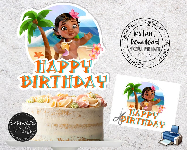 Baby Moana Cake Topper Moana Cake Topper Printable Moana | Etsy Hong Kong