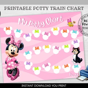 Instant download Reward Chart Printable Chart Minnie Chart Potty Train Chart Behavior Chart Daily Reward Chart for Kids Routine Chart RW