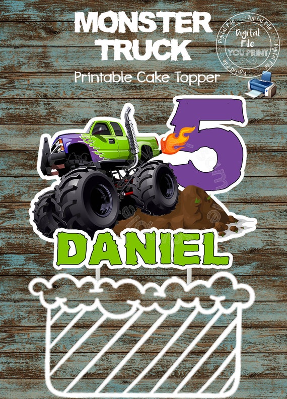 Printable Monster Truck Cake Topper Monster Truck Etsy