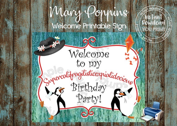 Printable Mary Poppins Welcome Sign Mary Poppins Birthday | Etsy Canada