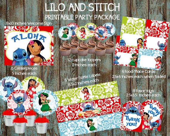 Lilo And Stitch Party Package Lilo And Stitch Printable Etsy