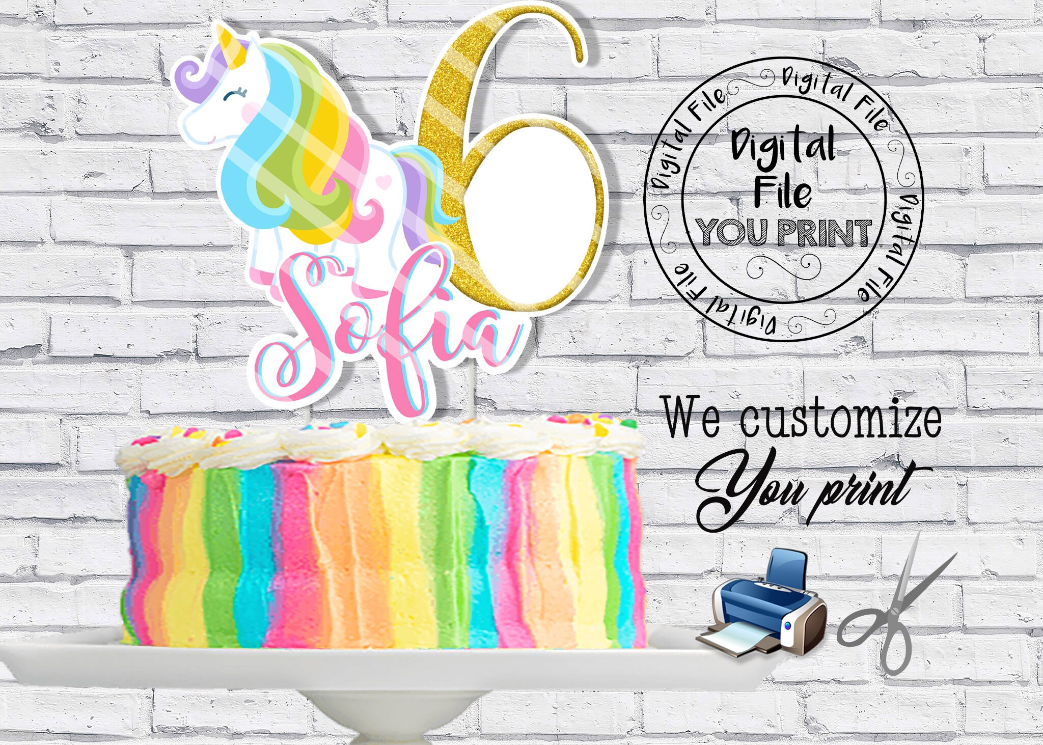 printable unicorn cake topper unicorn centerpieces unicorn etsy