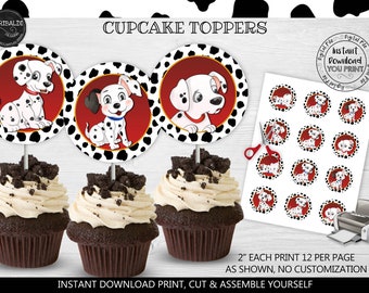 Instant Download Dalmatians Cupcake Toppers Printable Dalmatians Birthday Party Decorations Dalmatians Party supplies DAL
