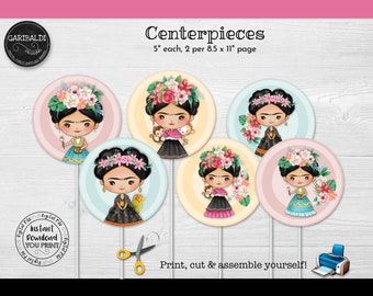 Sofortiger download Mexikanische Fiesta Mittelstücke Printable Mexikanische Fiesta Dekorationen Cute Señorita Geburtstag Cinco de Mayo Partyzubehör MFK