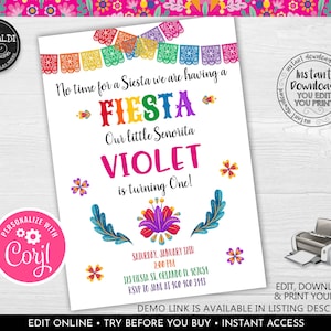 Editable Fiesta Birthday Party Invitation Printable Mexican Invitation Instant download Cinco de Mayo Fiesta Birthday Party Invitation 01 MF