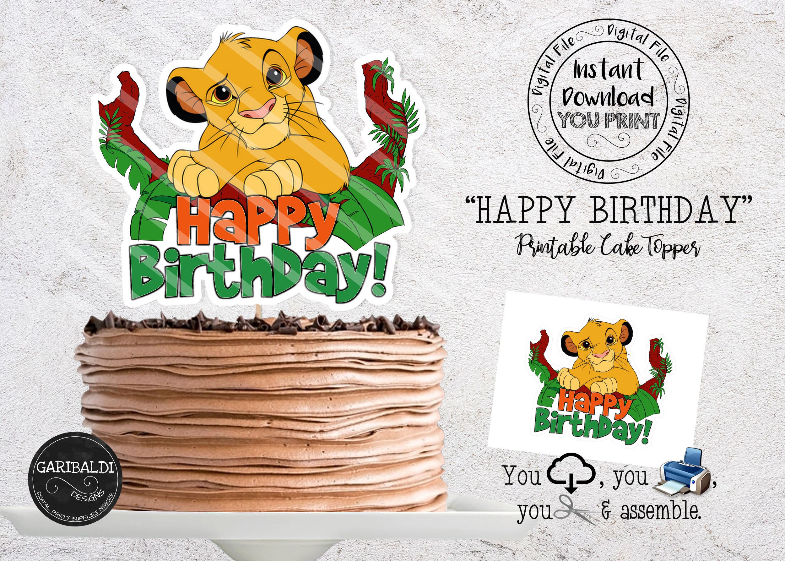 Instant Download Lion Cake Topper Printable Lion Cake Topper Etsy