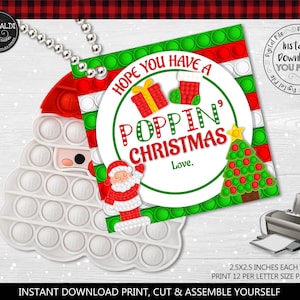 INSTANT DOWNLOAD Pop Toy Gift Tags Christmas Favor Tags Holiday Favor Tags Printable Winter Pop Fidget Teacher Winter Favor School Tags CH
