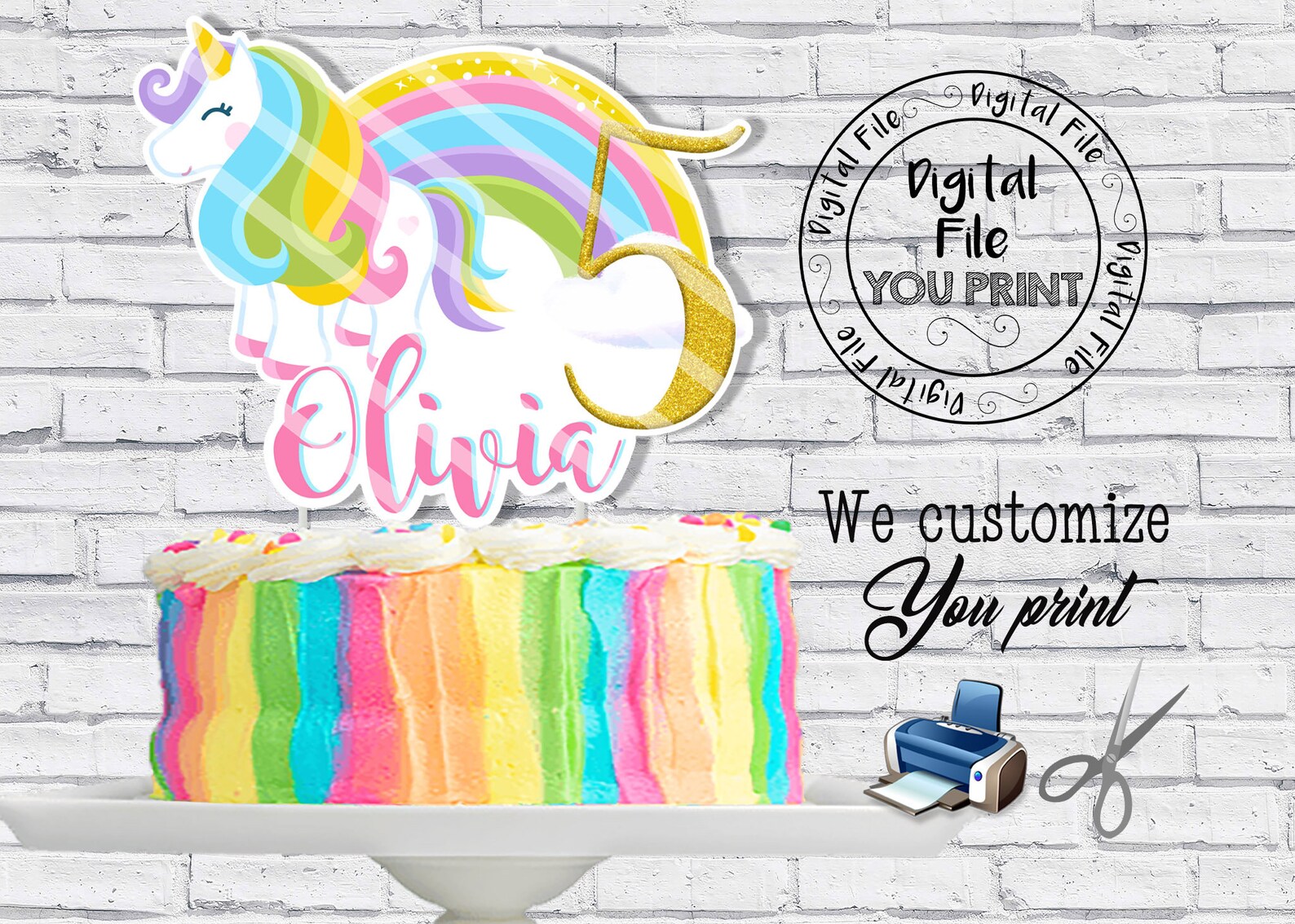 Printable Unicorn Cake Topper Unicorn Centerpieces Unicorn | Etsy