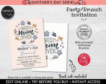 Editable Mothers day Invitation Printable Mothers day Brunch Invite Instant Download Mothers day Invitation Template Mothers day card 1 MTHD