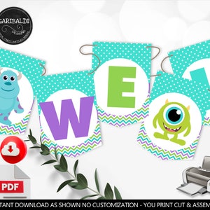 Monsters Welcome Baby Banner Baby Shower Banner Monsters Baby Shower Decorations Monsters Party Supplies Digital Download Printable DMI