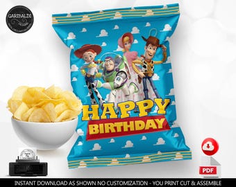 Toy Story Chip Bags Wrapper Toy Story Birthday Party Supplies Toy Story Party Decorations Favor Snack Wrappers Printable Digital Download TS