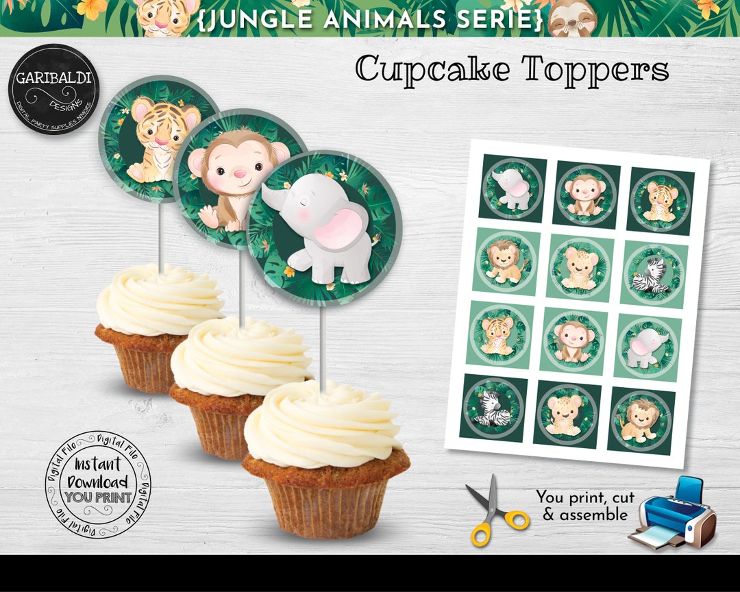 Instant Download Safari Animals Cupcake Toppers Printable Jungle Labels ...