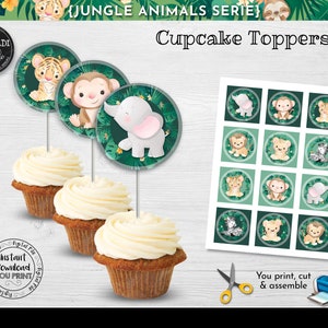 Safari Animals Cupcake Toppers Printable Jungle Labels Safari Party Decorations Jungle Animals Birthday Party Supplies Instant Download SJA