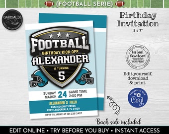 Editable Football Birthday Party Invitation, Instant Download Football Invitation, Football Digital Invite, Football Party Supplies 4 FBL