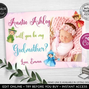 Editable Godmother Proposal Card Godmother Printable Card Instant Download Godmother Request Card Be my Fairy Godmother Photo Card 4 GMR
