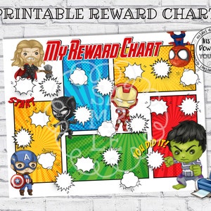 Printable Reward Chart, Superhero Reward Chart, Superhero Potty Chart, Superhero Behavior Chart, DIY Hero Rewards Chart