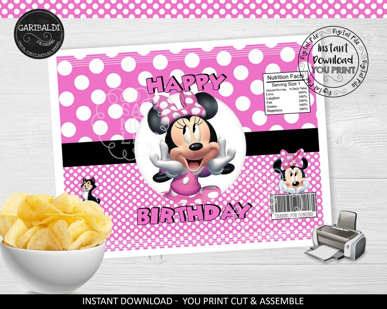 Instant Download Minnie Chip Bags Template Printable Mini Chip - Etsy India