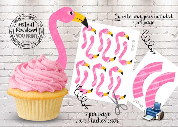 Printable Flamingo Cupcake toppers Pink Flamingo Birthday | Etsy