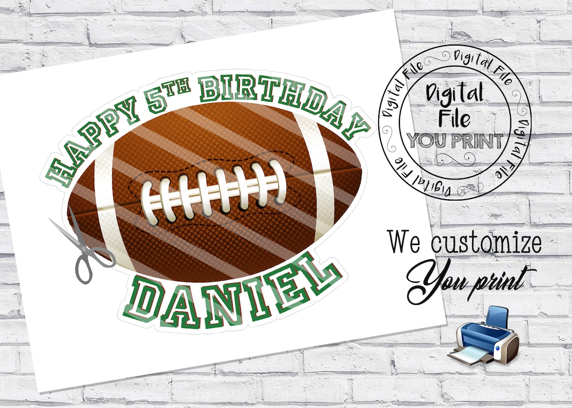 Printable Football Custom Cake topper Football Centerpiece | Etsy