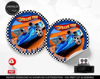 Race Cars Favor Tags Racing Cars Gift Labels Race Cars Birthday Party Supplies Race Cars Thank You Stickers Printable Digital Download HWRC