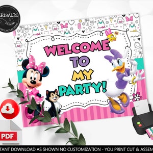 Printable Minnie and Daisy Welcome Sign Minnie Birthday Sign, Minnie Birthday Party, Minnie & Daisy Party Decorations HPMD