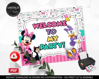 Printable Minnie and Daisy Welcome Sign Minnie Birthday Sign, Minnie Birthday Party, Minnie & Daisy Party Decorations HPMD