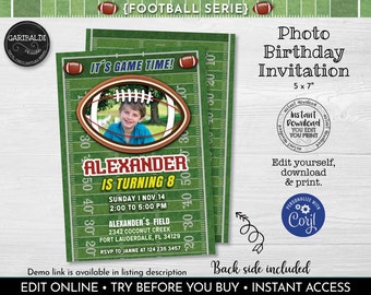 Editable Football Birthday Party Invitation, Instant Download Football Invitation, Football Digital Invite, Football Party Supplies 2 FBL