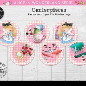 Alice in Wonderland Centerpieces Instant download Alice in Wonderland Decorations Alice in Wonderland Printable Birthday Party Supplies AWL1
