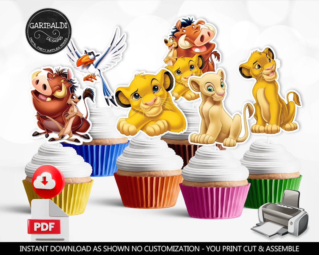 Lion King Cupcake Toppers Lion Table Decorations Baby Shower Birthday Party Lion King Cutouts ...