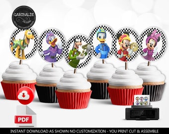 Mickey and the Roadster Racers Cupcake Toppers Mickey Roadster Racers Birthday Party Mickey Race Cars Cupcake Toppers Printable MRRP