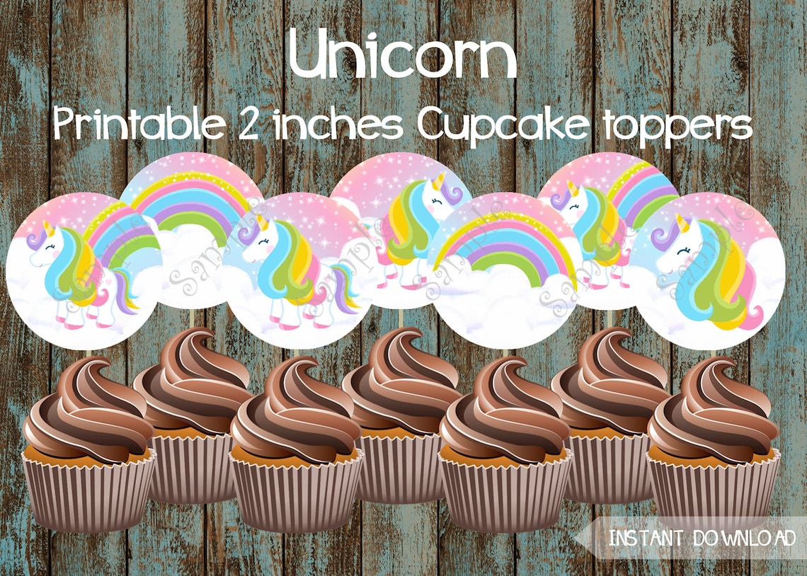 Unicorn Printable Cupcake Toppers Unicorn Birthday Party | Etsy