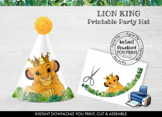 Instant Download Lion Party Hat DIY Jungle Lion Paper Hats Lion