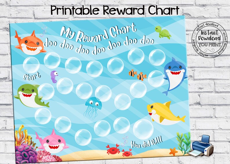 Printable Reward Chart Shark Incentive Chart Shark Reward