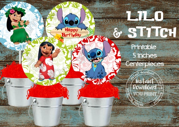 Printable Lilo And Stitch Colorful Centerpieces Lilo And Etsy