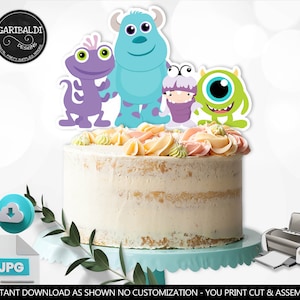 Monsters Cake Topper Cute Monsters Centerpieces Birthday Party Decorations Monsters Baby Shower Digital Download Printable Cake Topper DMI