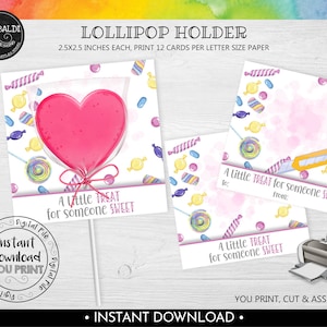 A little treat for someone sweet Lollipop Holder Valentine's Day Card Instant download 2.5"x2.5" Lollipop Tag Printable Valentines Card VL